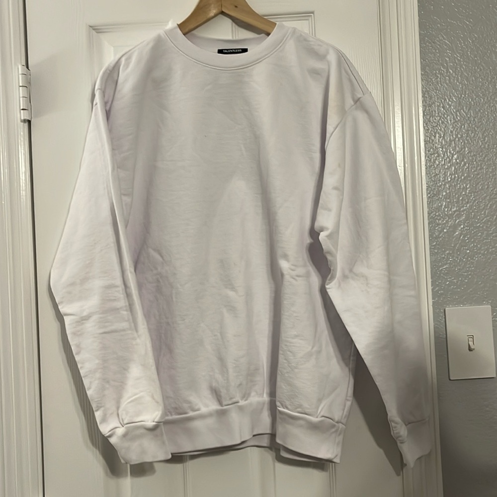 Size Medium Talentless heavyweight white crew neck sweater